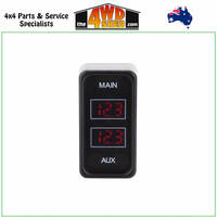 Rectangle Rocker Size Dual Voltmeter Red