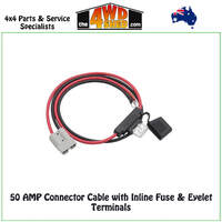 50 AMP Anderson Connector Cable with Inline Fuse & Eyelet Terminals