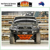 Elite Non Loop Winch Bull Bar Toyota Hilux 2020-2024 - Black Tow Points & Orange Bash Plate