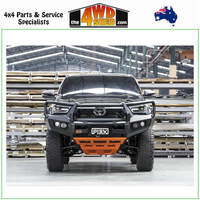 Elite Loop Winch Bull Bar Toyota Hilux 2020-2024 - Black Tow Points & Orange Bash Plate