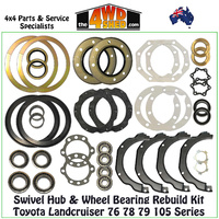 Swivel Hub + Wheel Bearing Rebuild Kit Toyota Landcruiser 76 78 79 105 Series