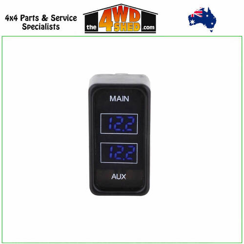 Rectangle Rocker Size Dual Voltmeter Blue