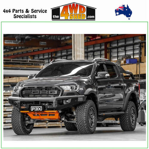 Elite Non Loop Winch Bull Bar Ford Ranger PX2 Black Tow Points & Orange Bash Plate