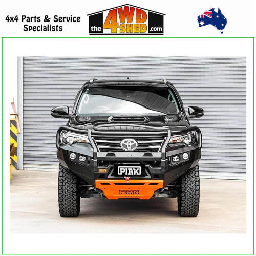 Elite Non Loop Winch Bull Bar Toyota Fortuner 2015-On Black Tow Points & Orange Bash Plate