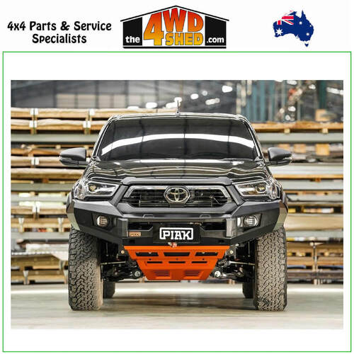 Elite Non Loop Winch Bull Bar Toyota Hilux 2020-On - Black Tow Points & Orange Bash Plate