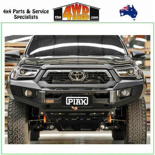 Elite Non Loop Winch Bull Bar Toyota Hilux 2020-On - Orange Tow Points & Black Bash Plate