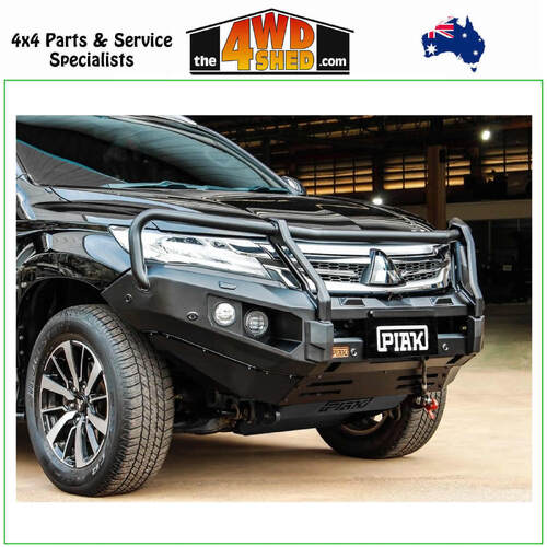 Elite Loop Bar Mitsubishi Pajero Sport QE - Black Tow Points & Black Bash Plate