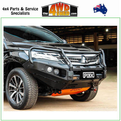 Elite Loop Bar Mitsubishi Pajero Sport QE - Black Tow Points & Orange Bash Plate 