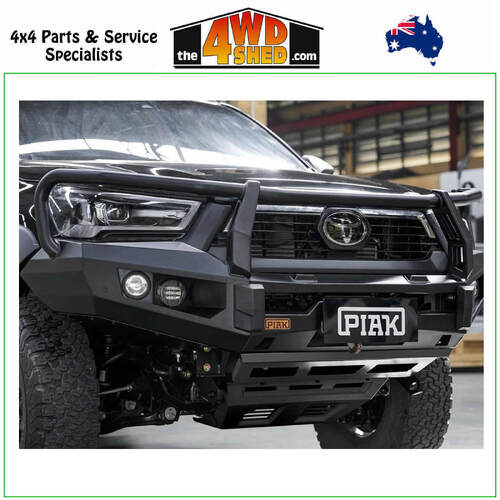 Elite Loop Winch Bull Bar Toyota Hilux 2020-2024 - Black Tow Points & Black Bash Plate