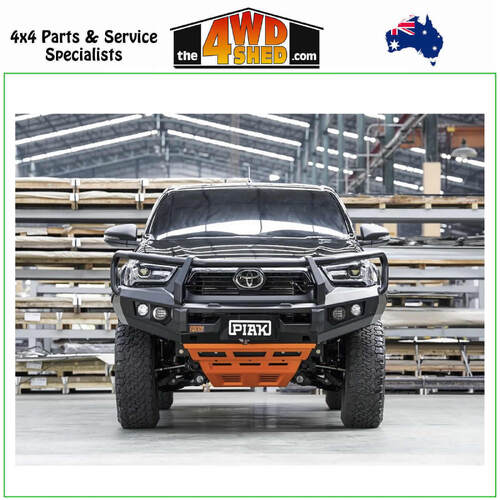 Elite Loop Winch Bull Bar Toyota Hilux 2020-2024 - Black Tow Points & Orange Bash Plate