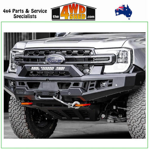 Genesis Non Loop Winch Bull Bar Ford Ranger Next Gen 5/2022-On - Orange Tow Points & Black Bash Plates