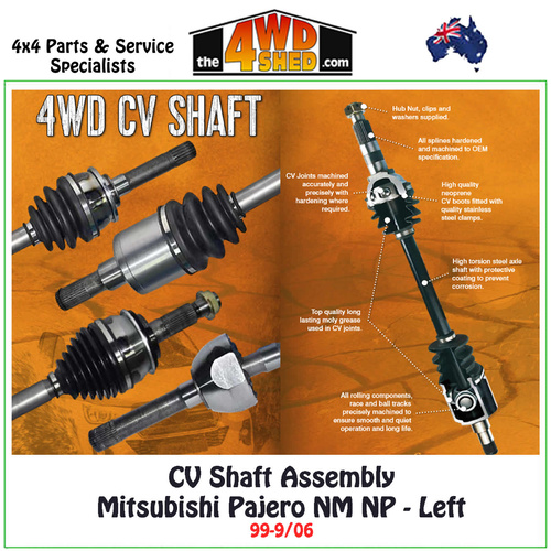 CV Shaft Assembly Mitsubishi Pajero NM NP 3.2l Diesel 99-9/06 - Left