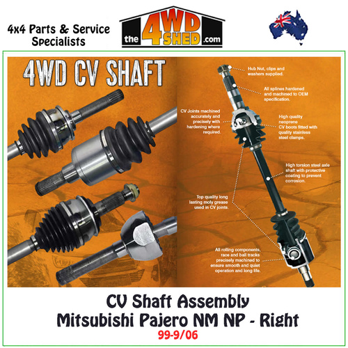 CV Shaft Assembly Mitsubishi Pajero NM NP 3.2l Diesel 99-9/06 - Right