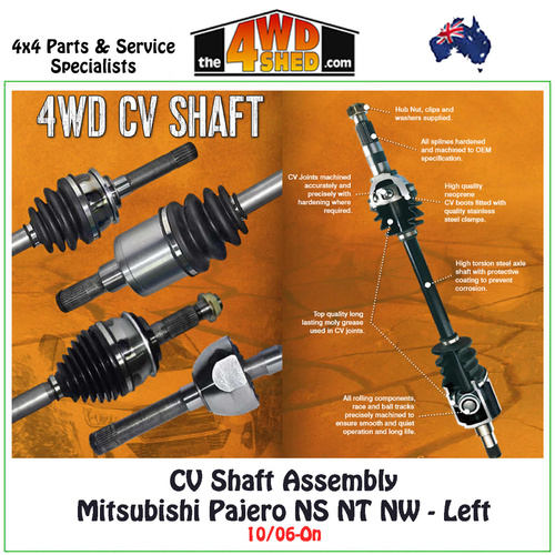 CV Shaft Assembly Mitsubishi Pajero NS NT NW 10/06-On - Left