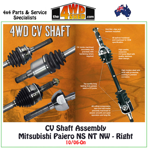 CV Shaft Assembly Mitsubishi Pajero NS NT NW 10/06-On - Right